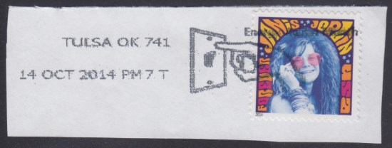 Energy Awareness Month cancellation on Janis Joplin stamp Energy Awareness Month cancellation on Janis Joplin stamp