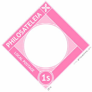 Pink diamond-shaped Philosateleian Post stamp