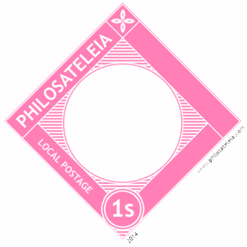 Diamond-shaped Philosateleian Post stamp Pink diamond-shaped Philosateleian Post stamp