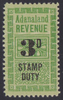 3-pence Adanaland revenue stamp