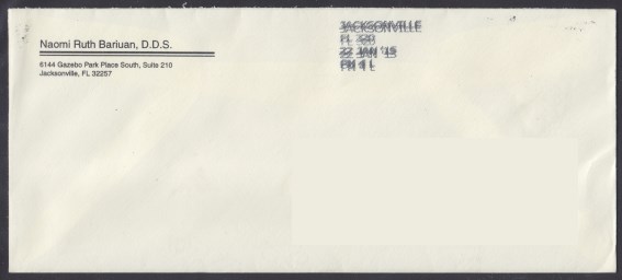 Cover mailed without postage Envelope without postage stamp or meter that was carried through the mail