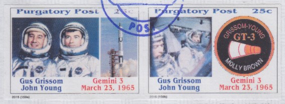 Pair of Purgatory Post Gemini 3 local post stamps