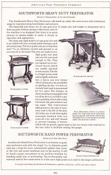 1923 advertisement for Southworth perforators Page from 1923 American Type Founders Company catalogue