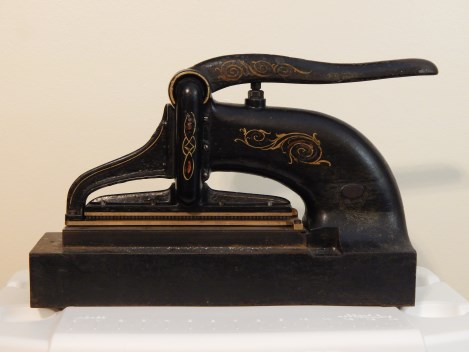 Franklin Hand Perforator (front) Front side of Franklin Hand Perforator