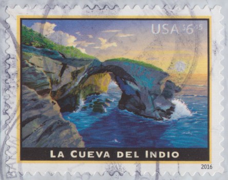 $6.45 U.S. postage stamp picturing La Cueva del Indio