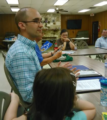 Me presenting at the July 20, 2018, San Antonio Philatelic Association meeting