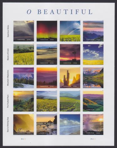 O Beautiful O Beautiful stamps, pane of 20