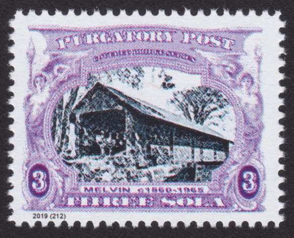 Purgatory Post 3-sola stamp picturing Melvin Bridge