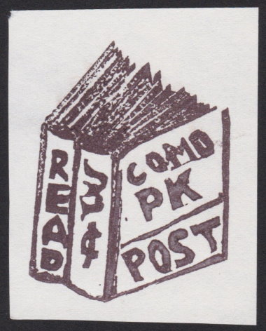 Como Park Post 3¢ stamp depicting book with word “READ” on spine