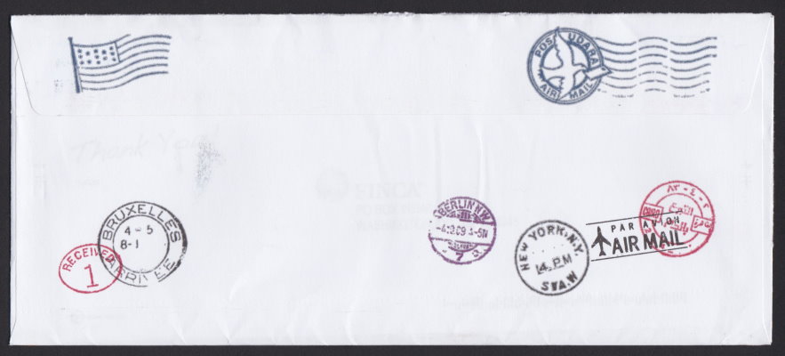 Reverse of non-profit envelope from FINCA