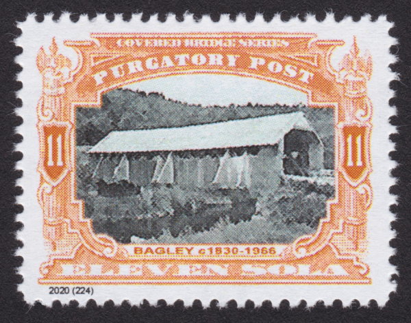 Purgatory Post 11-sola stamp picturing Bagley Bridge