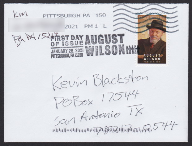 First day cover bearing Forever August Wilson stamp