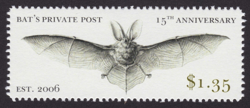 $1.35 Bat’s Private Post stamp picturing a bat