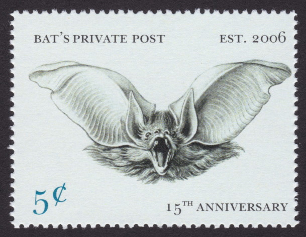 5¢ Bat’s Private Post stamp picturing a bat
