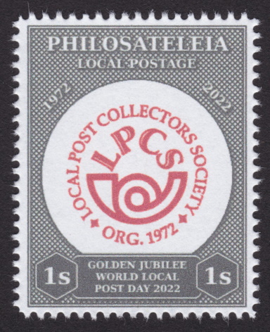 1 stamp Philosateleian Post stamp featuring Local Post Collectors Society logo