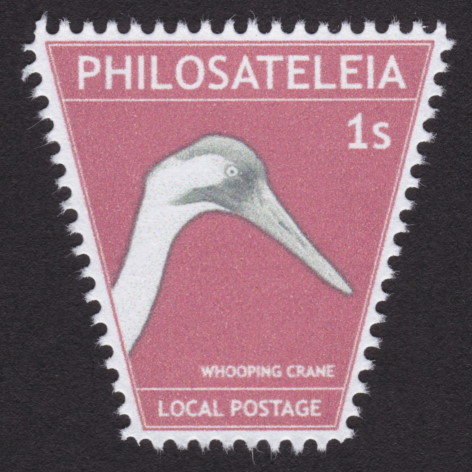 1-stamp Philosateleian Post stamp picturing whooping crane