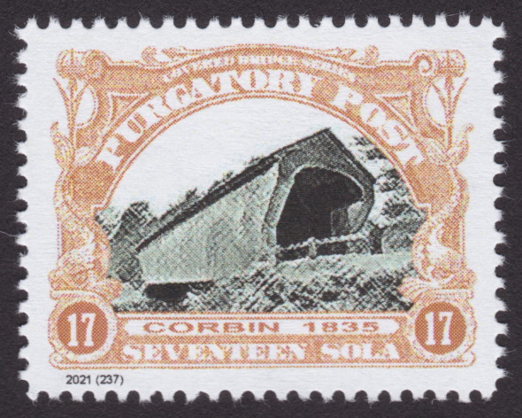 17-sola Purgatory Post stamp picturing Corbin Bridge