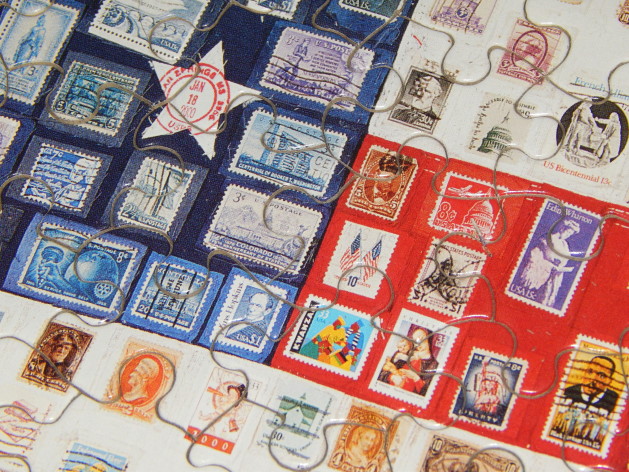 American flag stamp puzzle detail