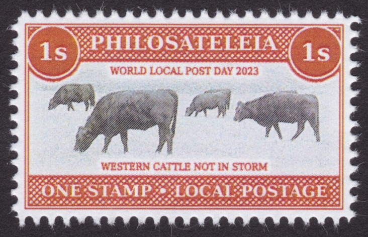 1 stamp Philosateleian Post stamp picturing Western cattle not in a storm