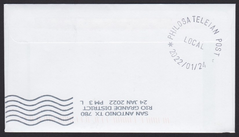 Reverse of Philosateleian Post Local Post Collectors Society first day cover