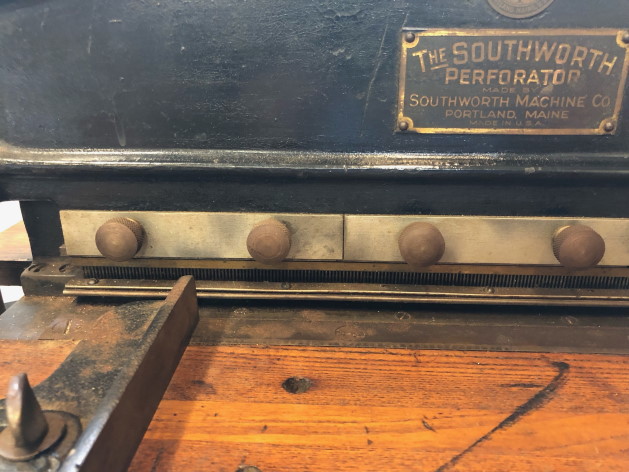 Southworth perforating machine pins & table