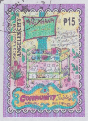 15-peso Angeles City Local Post stamp commemorating second anniversary of community pantries in the Philippines