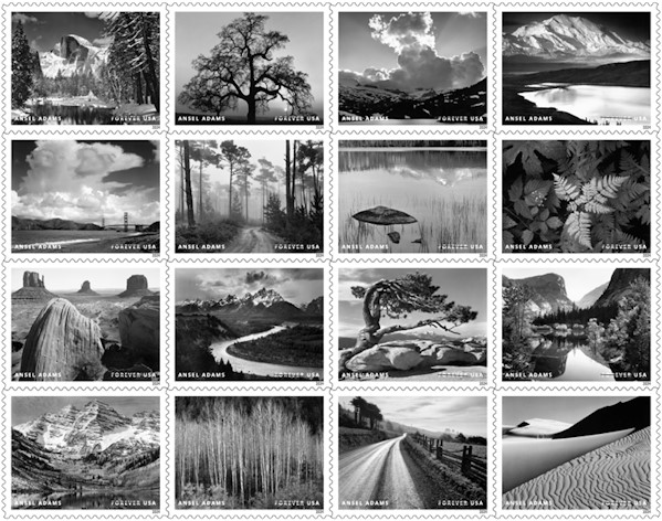 Block of 16 United States Forever Ansel Adams stamps