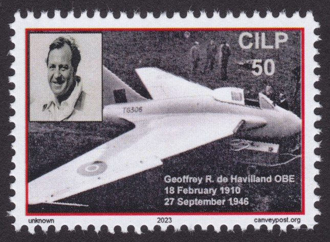 Canvey Island Local Post Geoffrey de Havilland stamp