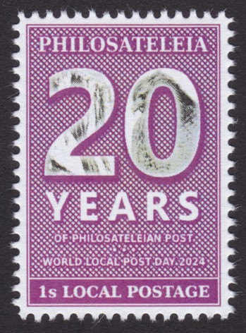 1-stamp Philosateleian Post local post stamp commemorating 20 years of Philosateleian Post