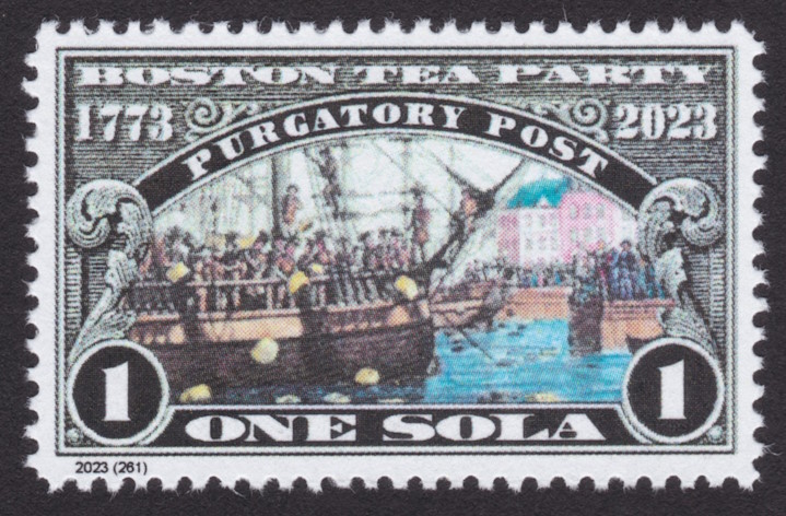 1-sola Purgatory Post Boston Tea Party stamp