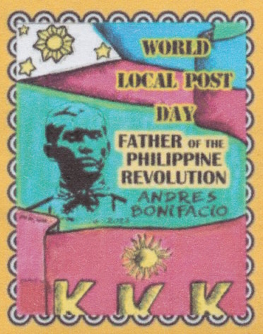 Nondenominated San Diego Local Post stamp picturing Andres Bonifacio