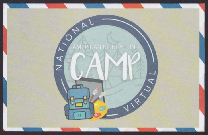 American Kidney Fund insert with preprinted stamp-sized design with illustration of lantern (reverse)
