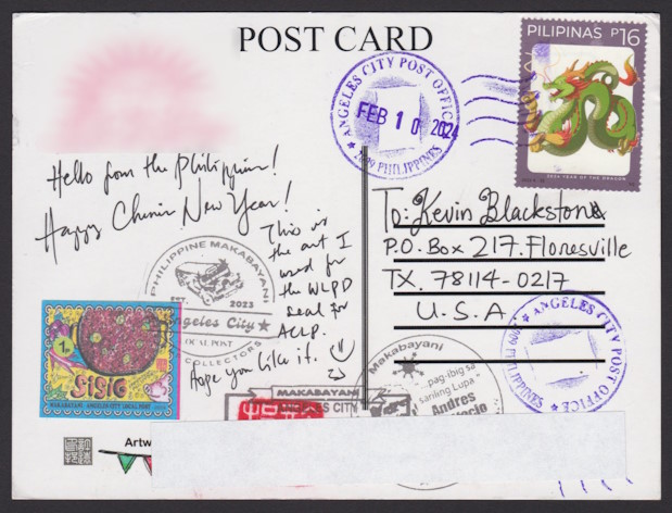 Angeles City Local Post 1-peso Sisig stamp on postcard