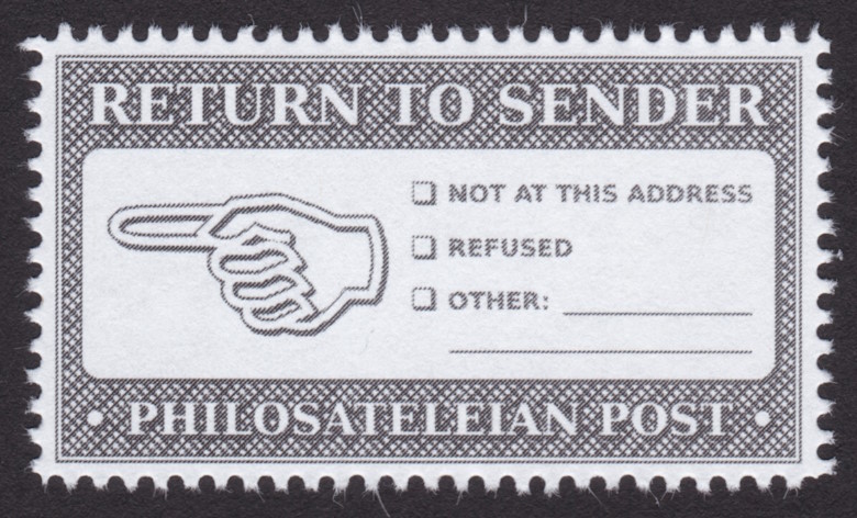Philosateleian Post Return to Sender label