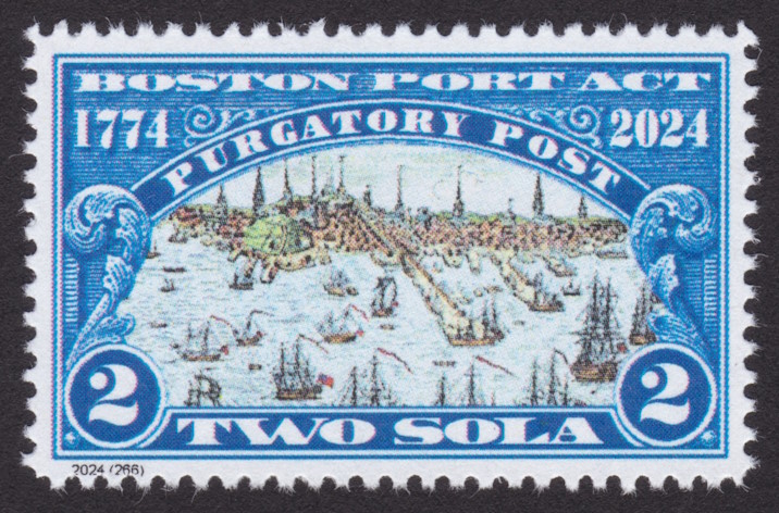 Purgatory Post 2-sola Boston Port Act stamp