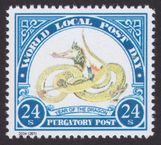Purgatory Post 24-sola Year of the Dragon stamp on first day cover