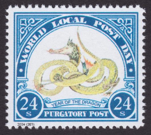 Purgatory Post 24-sola Year of the Dragon stamp on first day cover