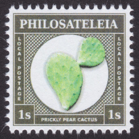 1-stamp Philosateleian Post local post stamp picturing a prickly pear cactus