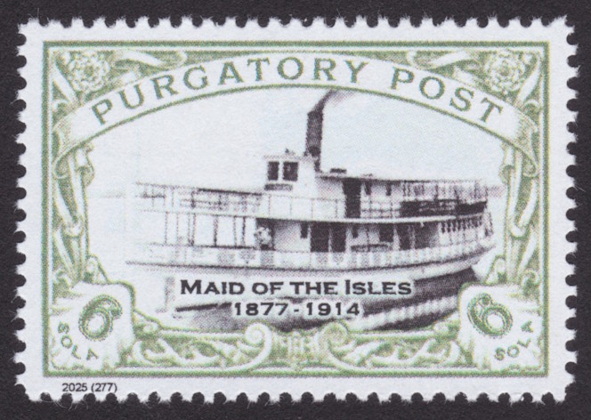 6-sola Purgatory Post stamp picturing Maid of the Isles