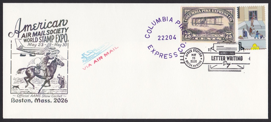 Columbia Pike Express Company 75¢ airplane stamp on cover