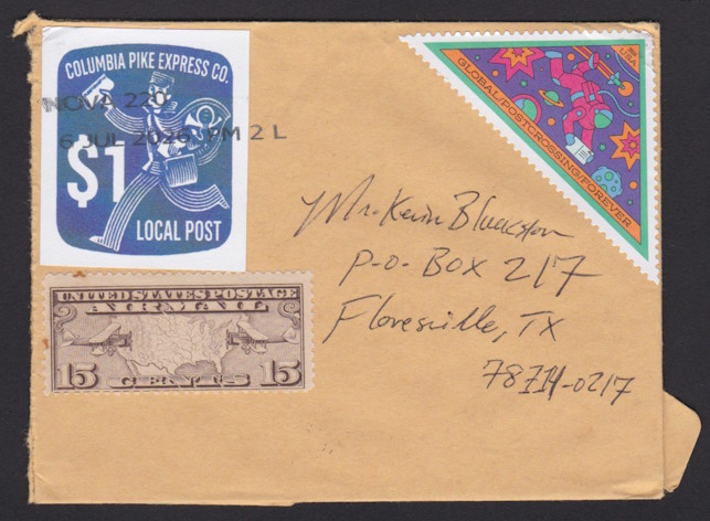 $1 Columbia Pike Express Company Mail Carrier stamp on cover