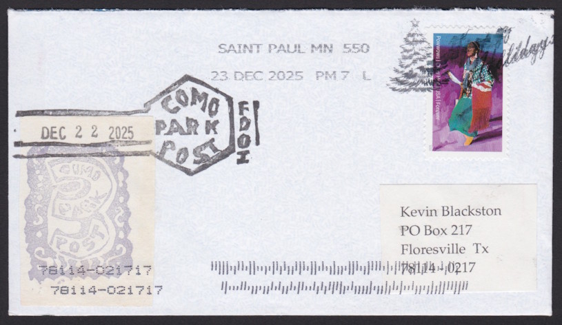 Como Park Post 3¢ stamp on first day cover