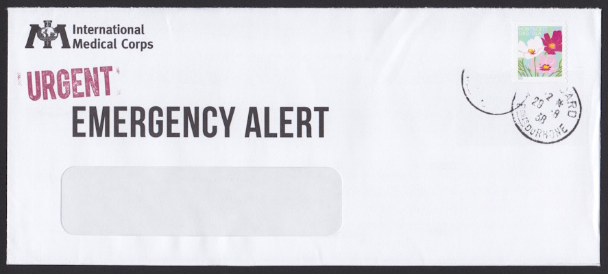 International Medical Corps cover with fake postmarks