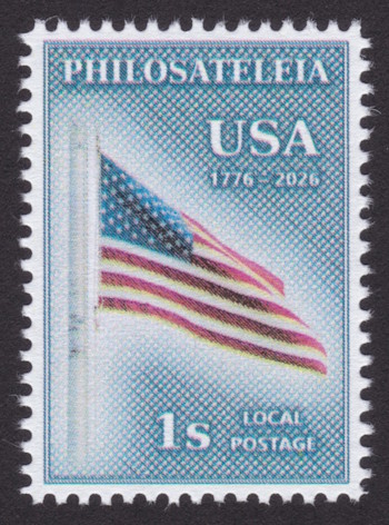 1-stamp Philosateleian Post local post stamp commemorating the 250th birthday of the United States of America