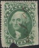 10¢ George Washington Green 10-cent U.S. postage stamp picturing George Washington