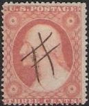 Orange 3-cent U.S. postage stamp picturing George Washington