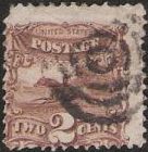 2¢ Post Horn & Rider Brown 2-cent U.S. postage stamp picturing a post horse & rider