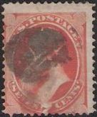 Vermilion 7-cent U.S. postage stamp picturing Edwin M. Stanton
