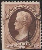 Brown 2-cent U.S. postage stamp picturing Andrew Jackson