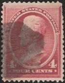 Carmine 4-cent U.S. postage stamp picturing Andrew Jackson